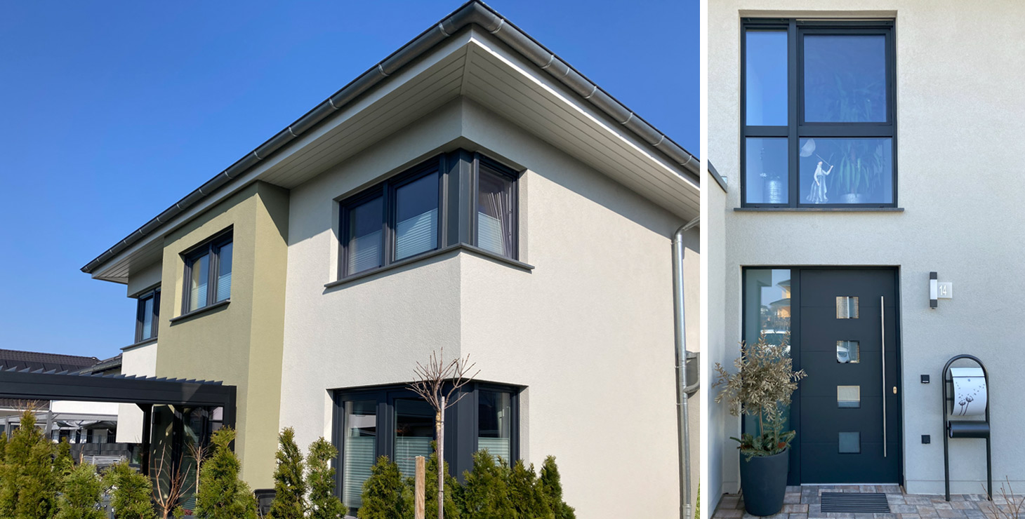 Einfamilienhaus Dessau mit Fenstern und Trends-Haustür in anthrazitgrau